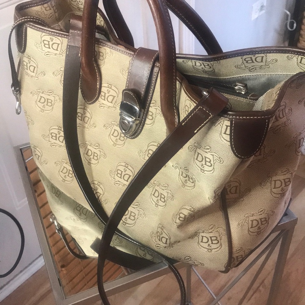 Dooney & Bourke canvas top handle tote, eyeglass case and coin purse